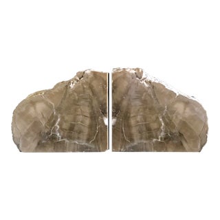 Natural Cut Polished Stone Bookends - a Pair For Sale
