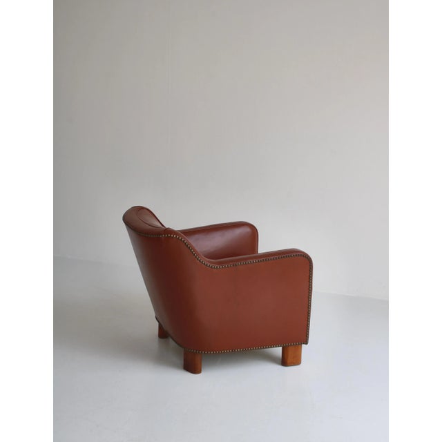 Danish Modern Easy Chair in Leather and Beech by Mogens Lassen for Fritz Hansen, 1940s For Sale - Image 13 of 18