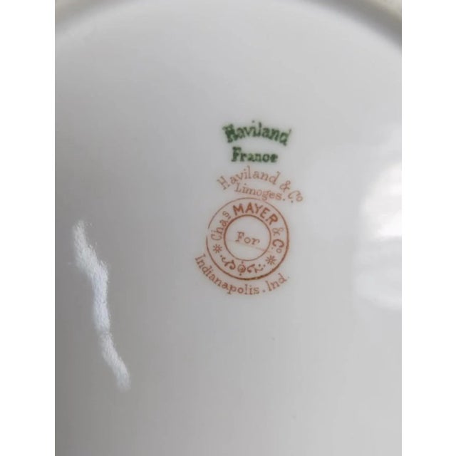 French Country Antique Haviland Limoges Floral Handled Serving Plate – For Chas. Mayer & Co. Indianapolis For Sale - Image 3 of 4