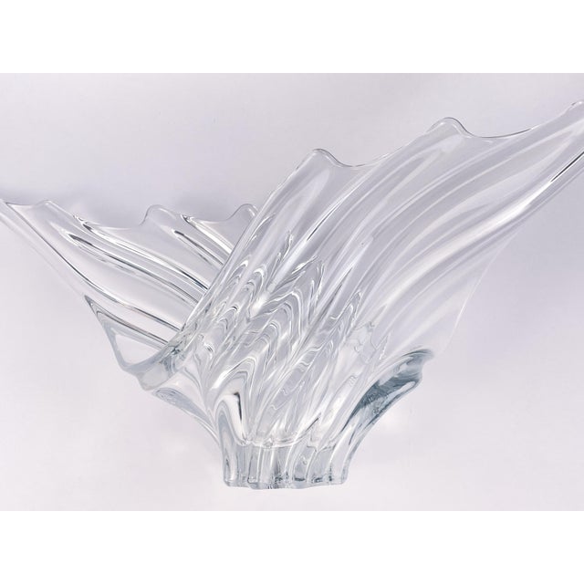 Glass Large Art Vannes France Sculptural Crystal Centerpiece Bowl, Mid-Century For Sale - Image 7 of 9