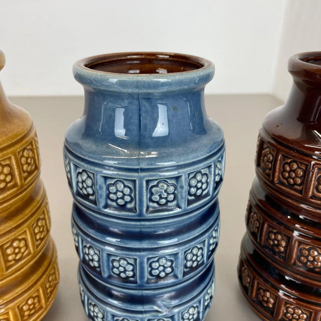 German Pottery Fat Lava Vases Multi-Color from Scheurich, 1970s, Set of 3 For Sale - Image 9 of 16