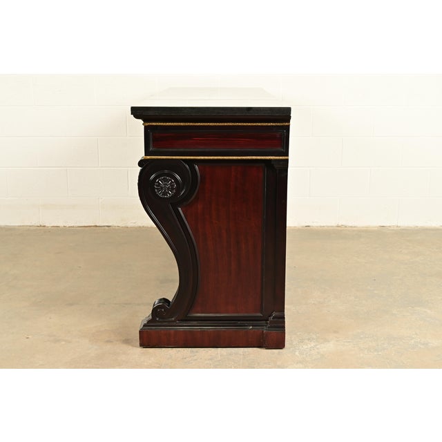 Ralph Lauren French Empire Carved Mahogany Marble Top Sideboard or Bar Cabinet For Sale - Image 13 of 15