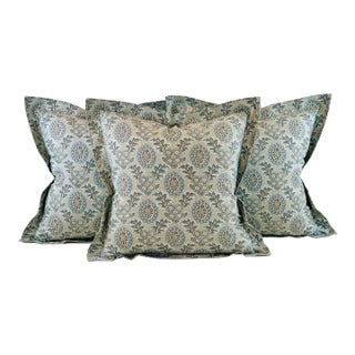 French General Ciel Blue Cream Gray Boheme Floral Pillow Covers- 3 Pieces For Sale