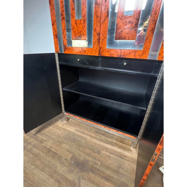 C. 1970s Custom Dry Bar Cabinet in Tortoiseshell Lacquer With Greek Key Motif For Sale - Image 9 of 12