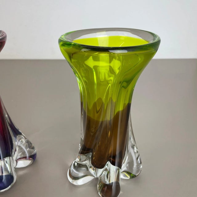 Vintage German Vase in Hand Blown Crystal Glass from Joska, 1970s, Set of 2 For Sale - Image 11 of 18