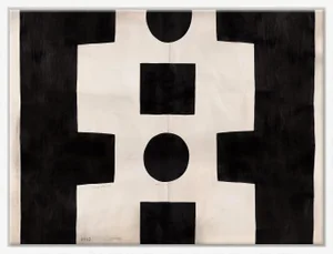 Black and White Abstract Art Print in White Frame by Paule Marrot