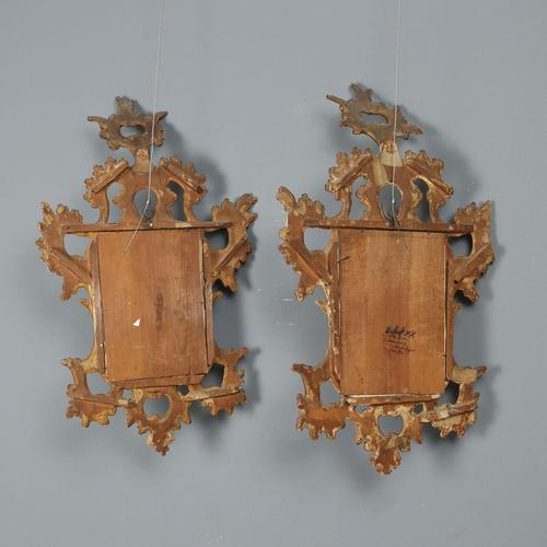 Gold Small Carved Wooden Mirrors, Set of 2 For Sale - Image 8 of 11