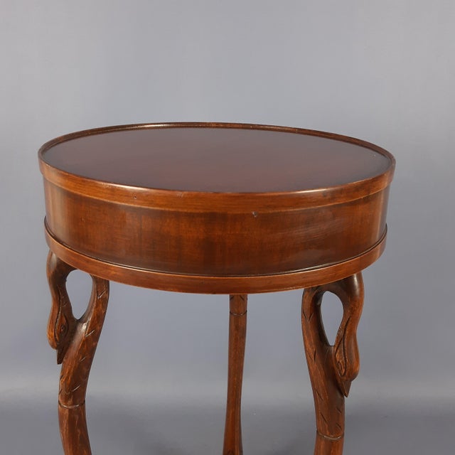 Round Wooden Coffee Table with Carved Swans, 1990 For Sale - Image 6 of 15