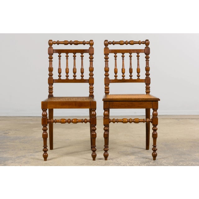 Wood 19th Century French Louis XIII Walnut Dining Chairs W/ Cane Seats - Set of 12 For Sale - Image 7 of 18