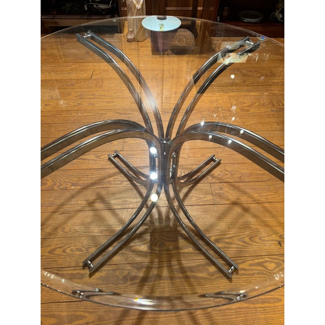 1970’s Chrome & Glass Table For Sale - Image 4 of 12