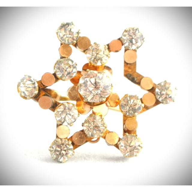 Antique 14k Top Gold and Crystal Star Pin For Sale - Image 9 of 9