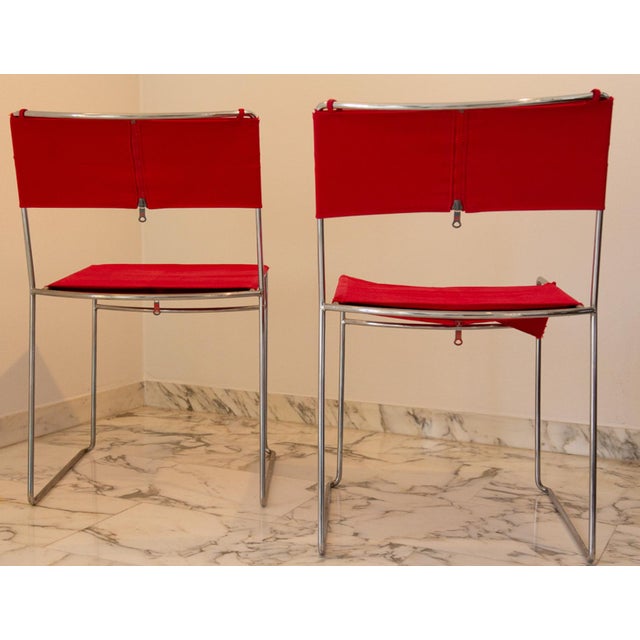 Vintage Red Delfina Chairs by Enzo Mari for Driade, 1980, Set of 4 For Sale - Image 11 of 16