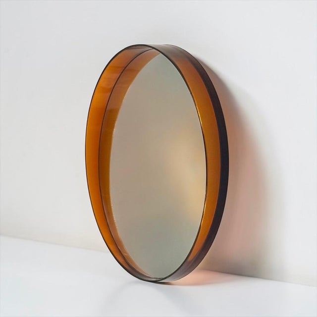 Glass French Space Age Amber Wall Mirror in Sculptural Plastic, 1970s For Sale - Image 7 of 12