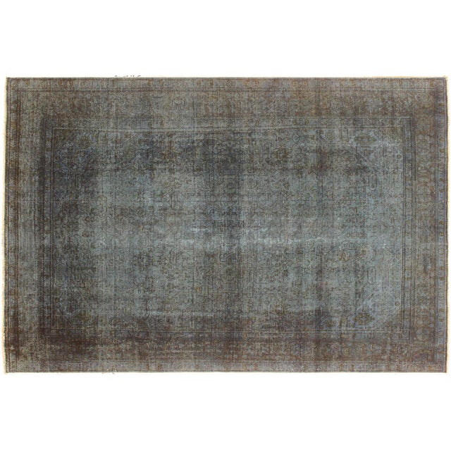 Blue Boho Chic No Pile Blue/Brown Wool Rug - 7'10'' X 11'1'' For Sale - Image 8 of 10