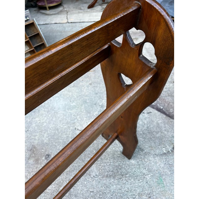 1970s Country Core Hearts Design Wooden Rustic Blanket Rack For Sale - Image 9 of 12
