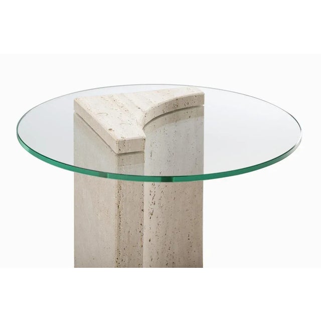 Edge Side Table with Travertino Marble Made in Portugal by Ferriano Sbolgi for Collector Studio, in New conditions....