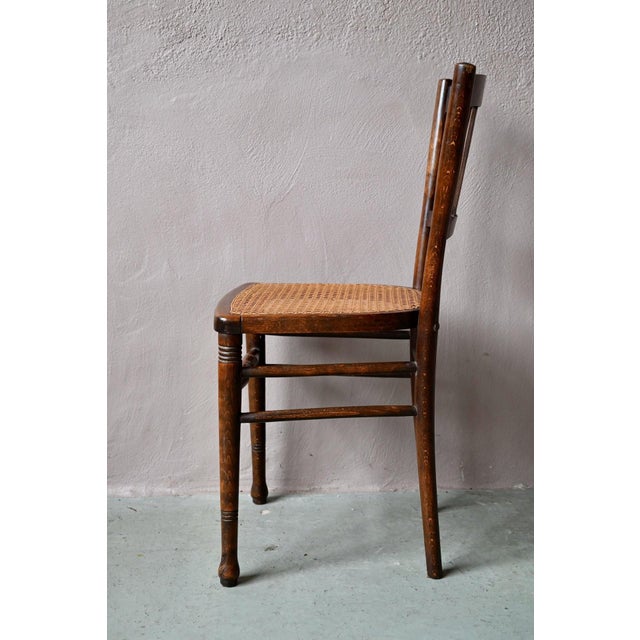 Wood Antique Bistro Turned Wood Chair with Rattan Caning, 1900 For Sale - Image 7 of 12
