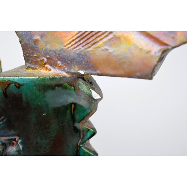 Signed Raku Pottery Abstract Sculptural Art Vase For Sale - Image 12 of 13