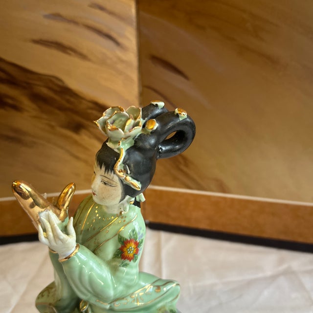 1970s Small Detailed Ceramic Asian Figurine With Gold Accents For Sale In Atlanta - Image 6 of 8