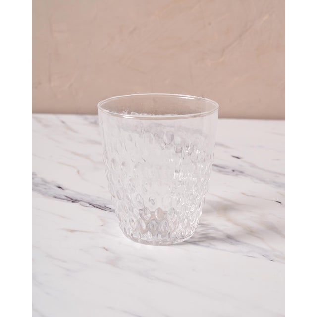Transparent Handblown Pienza Rice Patterned Tumbler Glasses by Il Buco Vita in Clear Glass, Set of Six For Sale - Image 8 of 9