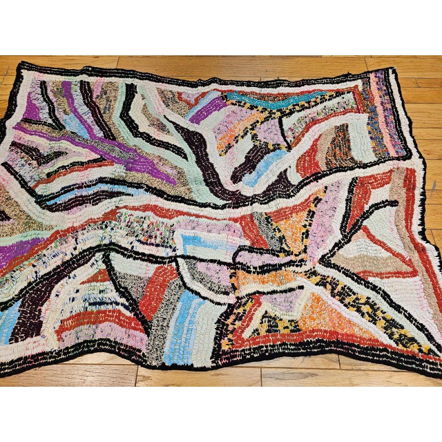 Mid-Century Modern Vintage Moroccan Tapestry Rug, Handwoven, Mid-Century Modern Abstract Design, 6’ X 7’ For Sale - Image 3 of 10