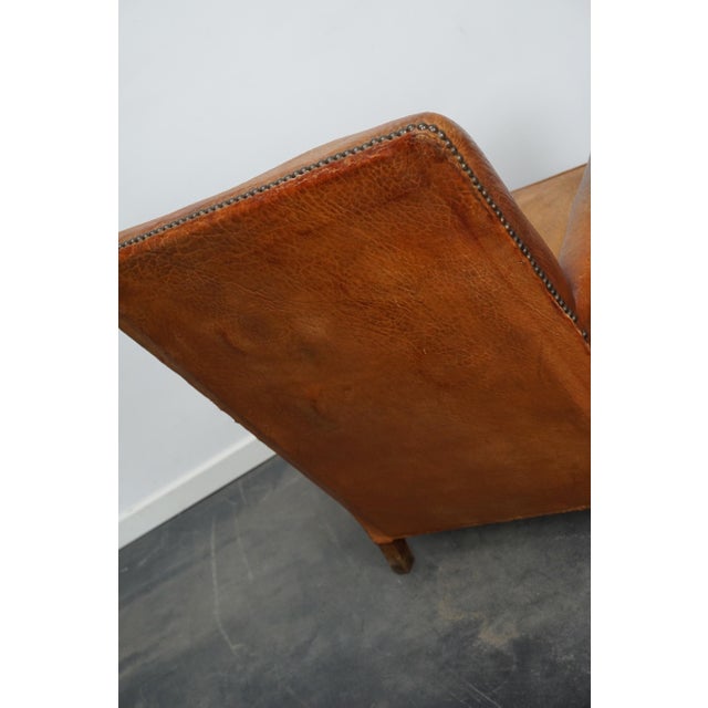 Vintage French Cognac-Colored Leather Club Chair, 1940s For Sale - Image 10 of 15