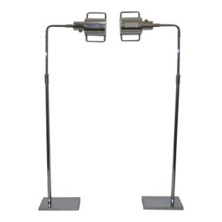 Pair of Koch & Lowy Chrome "Pharmacy" Floor Lamps, Circa 1970 For Sale