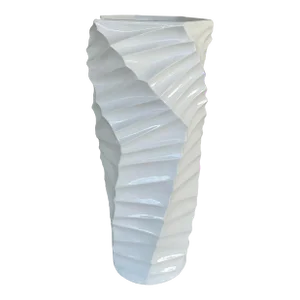 Organic Modern White Lacquered Large Floor Vase
