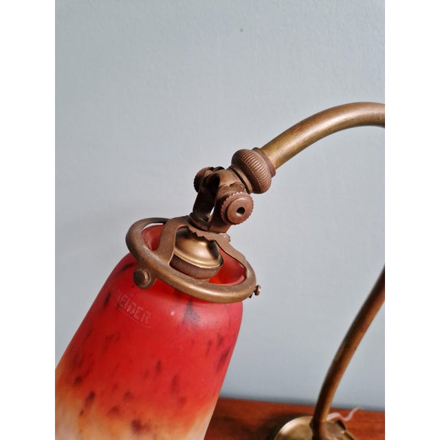 Art Deco Bronze Desk Lamp with Glass Shade by Charles Schneider, 1920s For Sale - Image 15 of 18