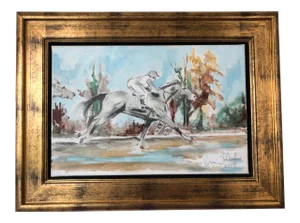 Original "Race Horse Study" Acrylic on Canvas Painting by Rolling Stones Ron Ronnie Wood