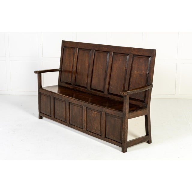 Antique English Settle in Oak For Sale - Image 9 of 9