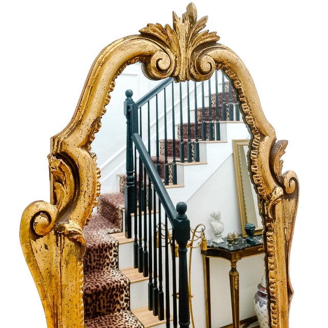 Mid 20th Century Mid 20th Century Italian Giltwood Pier Mirror With Integrated Console Shelf For Sale - Image 5 of 9