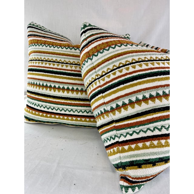 Transitional James Malone Fabrics "Mulhacen" in Green 22" Pillows-A Pair For Sale - Image 3 of 4