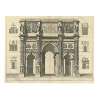 Bernard de Montfaucon, Arch of Constantine in Full Elevation with Six Small Arches, 1722, Engraving For Sale