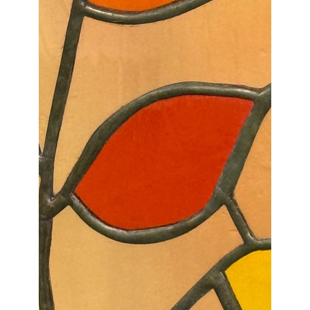 Wood Tori Framed Stained Glass Wood Panel With Leaves, Vintage For Sale - Image 7 of 12