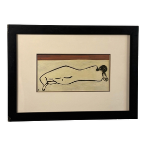 Mid 20th Century Sanyu (Chang Yu) Style Reclining Nude – Framed Modernist Print