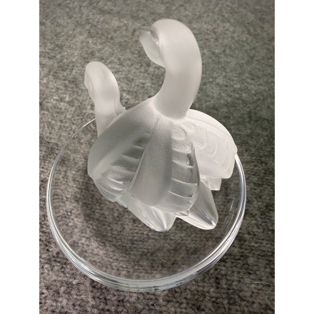 Late 20th Century Late 20th Century Lalique France Deux Cygnes Frosted Crystal Two Swans Ring Dish Trinket Tray For Sale - Image 5 of 7