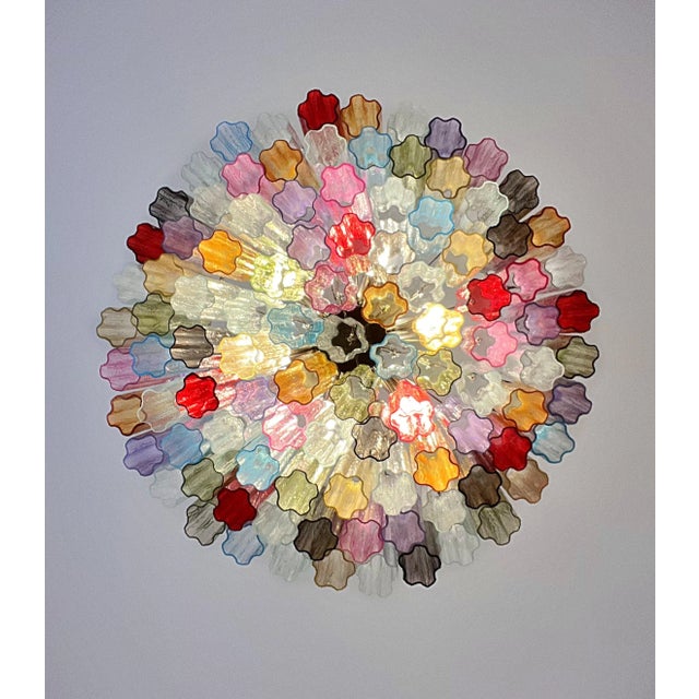 Large Murano Glass Chandelier with 101 Multicolored Tube Glasses, 1990s For Sale - Image 15 of 16