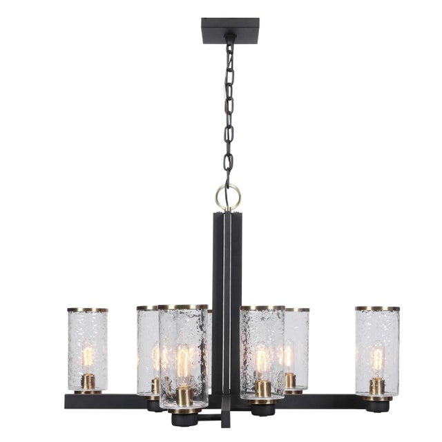Industrial Chandelier Black and Brass For Sale - Image 10 of 10