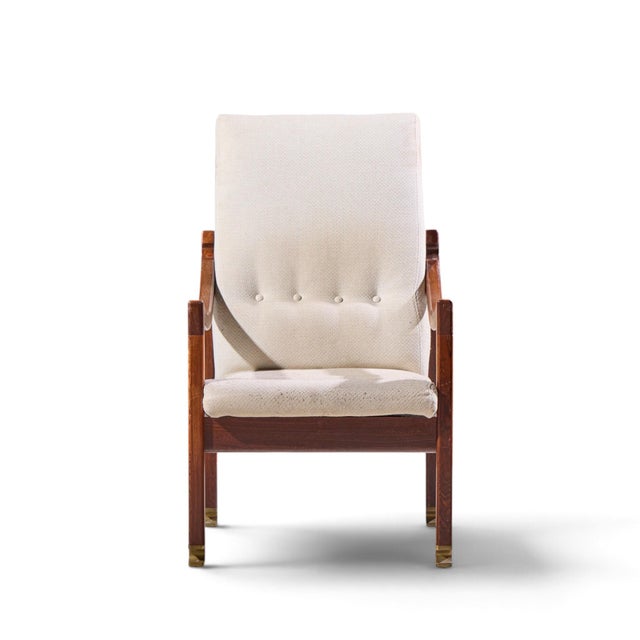 Kofod Larsen for Selig Megiddo Queen of Sheba Mid Century African Wenge Wood and Brass Chair This chair measures: 25.5...