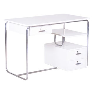 Bauhaus Writing Desk in Chrome, Steel and Wood, Germany, 1930s For Sale