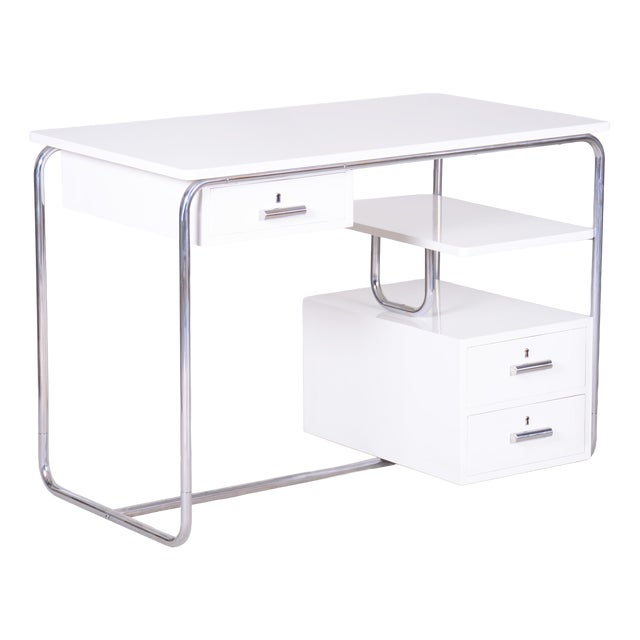 Bauhaus Writing Desk in Chrome, Steel and Wood, Germany, 1930s For Sale