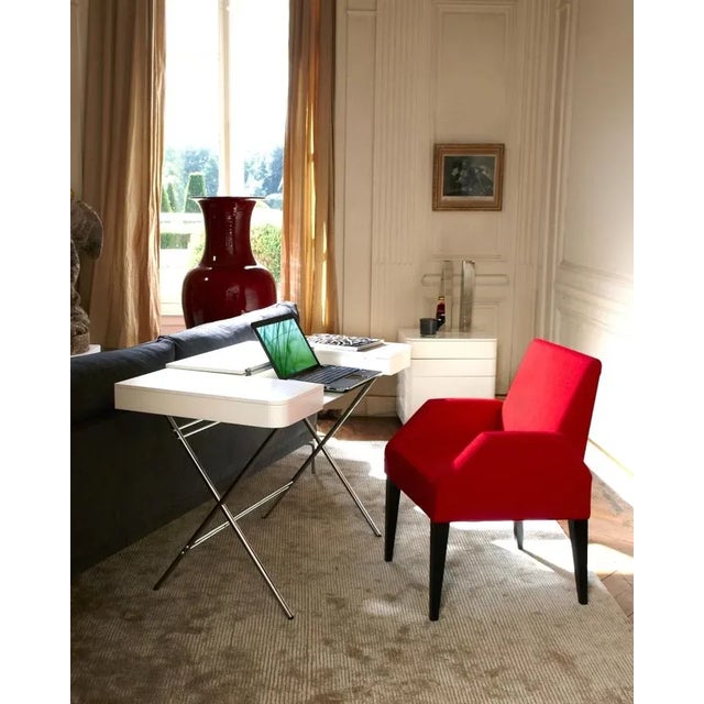 Cosimo Desk with White Mat Lacquered Top & Chrome Frame by Marco Zanuso Jr. for Adentro, 2017 For Sale - Image 12 of 14