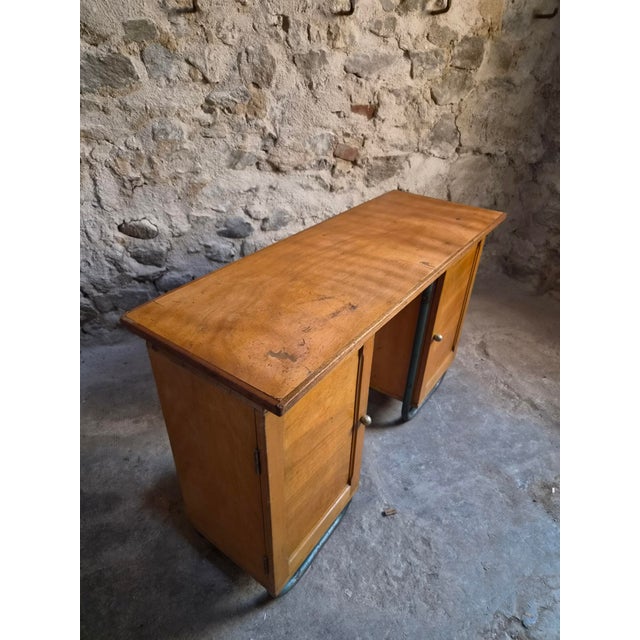 French Modern Beech and Tubular Steel Writing Desk, 1930s For Sale - Image 11 of 18