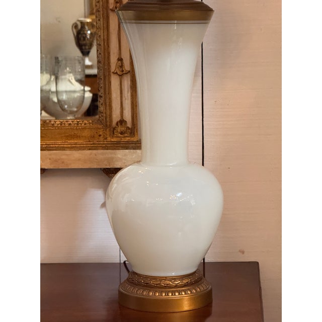 1950s Pair of Opaline Glass Lamps For Sale - Image 6 of 9