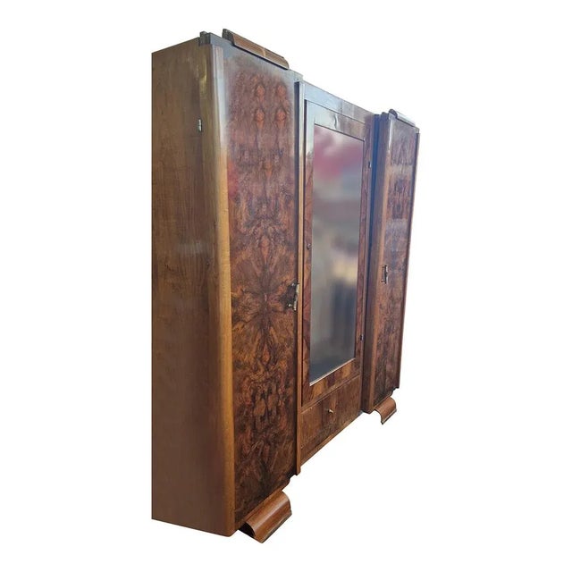 Art Deco Walnut Wardrobe, 1980s For Sale - Image 4 of 5