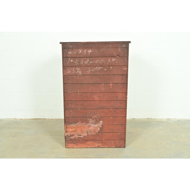 Antique Oak 25-Drawer Architect's Blueprint Flat File Cabinet by Hamilton, Circa 1900 For Sale - Image 13 of 14