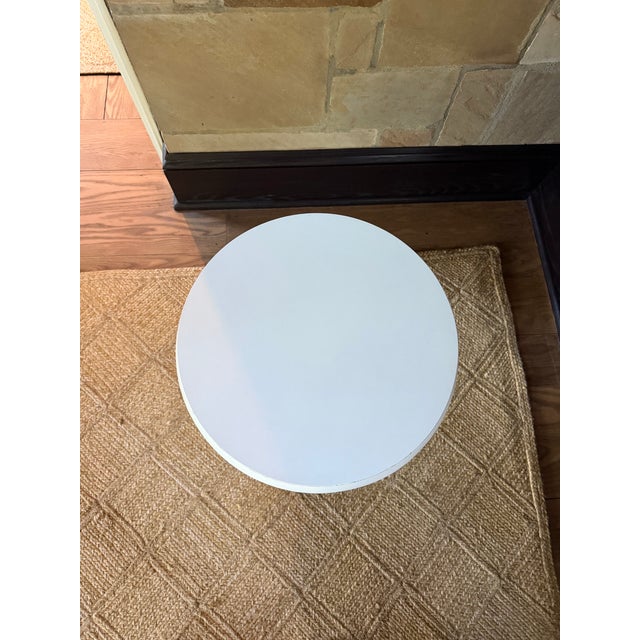 Mid-Century Modern Mid-Century Modern Round Occasional Side Table With Iron Tripod Pedestal Base, Circa 1960s For Sale - Image 3 of 5