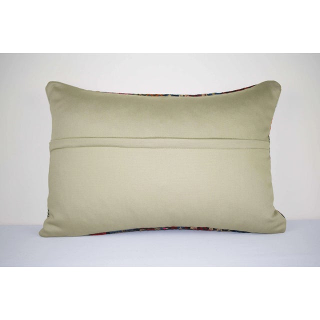 1990s Vintage Jajim Rug Pillow, Tribal Farm, Oblong Chair 16'' X 24'' (40 X 60 Cm) For Sale - Image 5 of 6