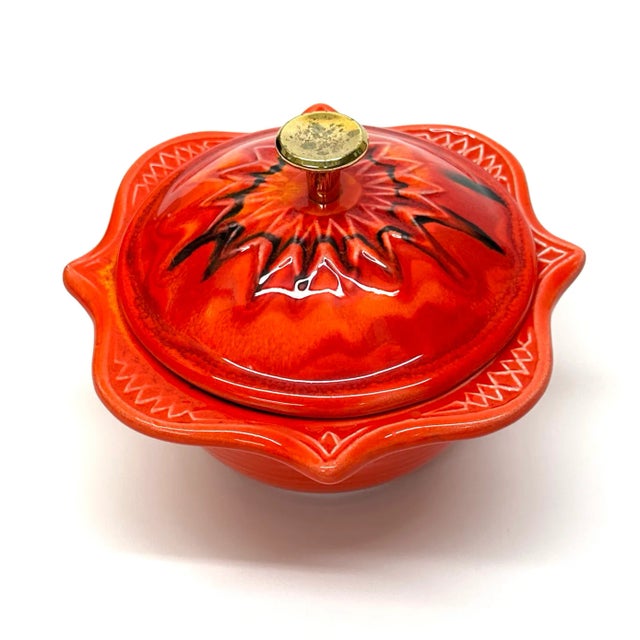 Vintage Red Ceramic Lidded Container Curation - Group of 3 For Sale - Image 11 of 17